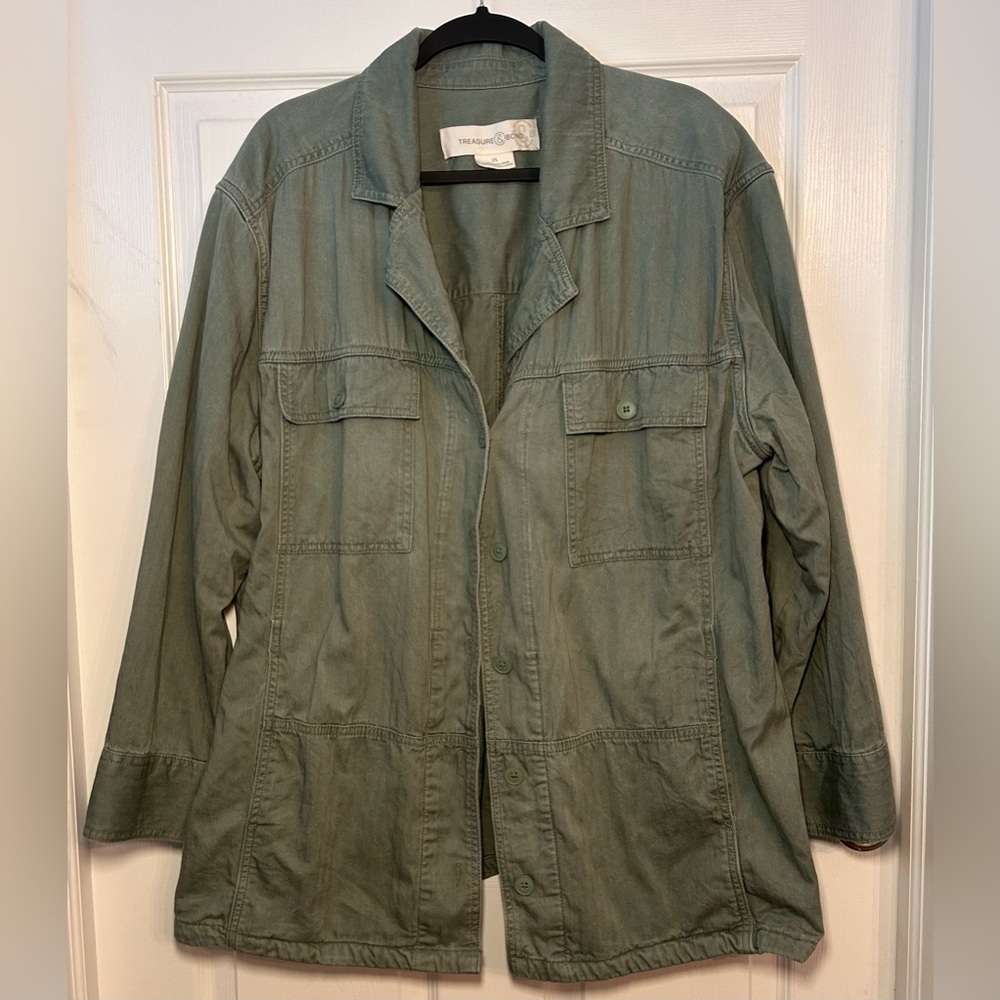 TREASURE & BOND Lightweight Military Utility Parka- Olive Green/ Size 2X